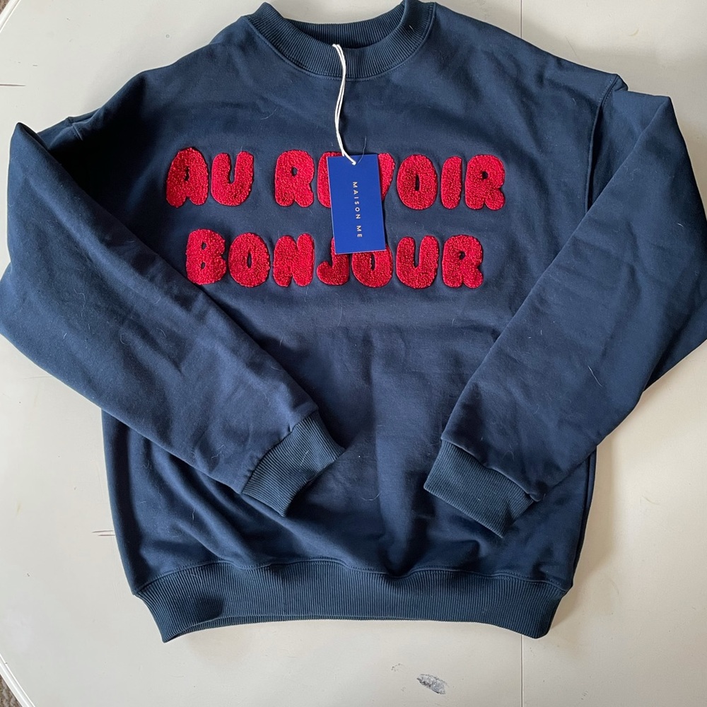 💙❤️NWT AU REVOIR/BONJOUR sweatshirt by Maisonette